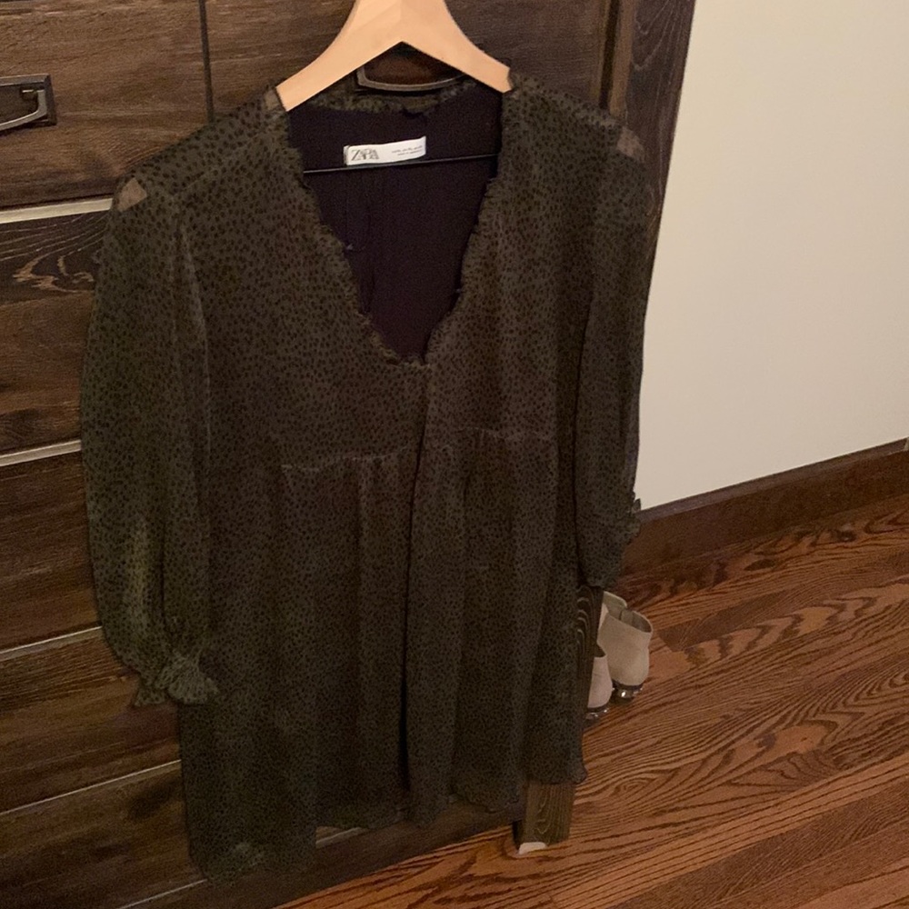 Olive green mini dress